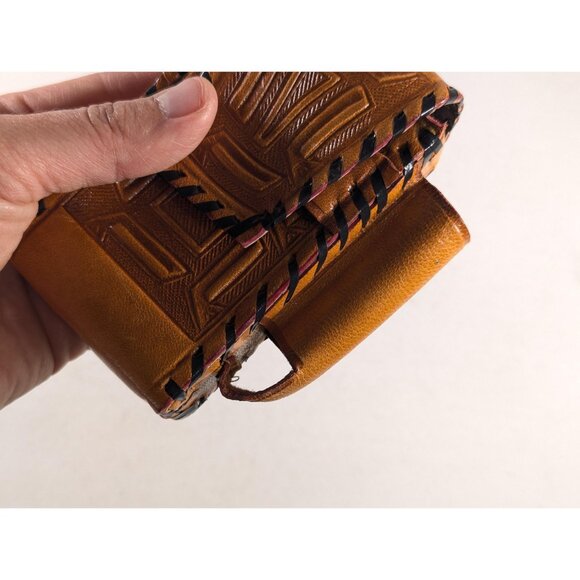 Brown Leather Aztec Calendar cigarette + lighter sleeve, business card sleeve - Picture 10 of 10
